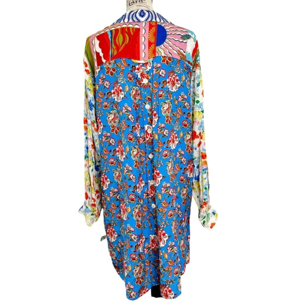John Mark Tunic Button-Up Colorful Mixed Print Bo… - image 3